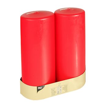 Bougie cylindrique D80 mm - 220 mm rouge à  tête plate par 12